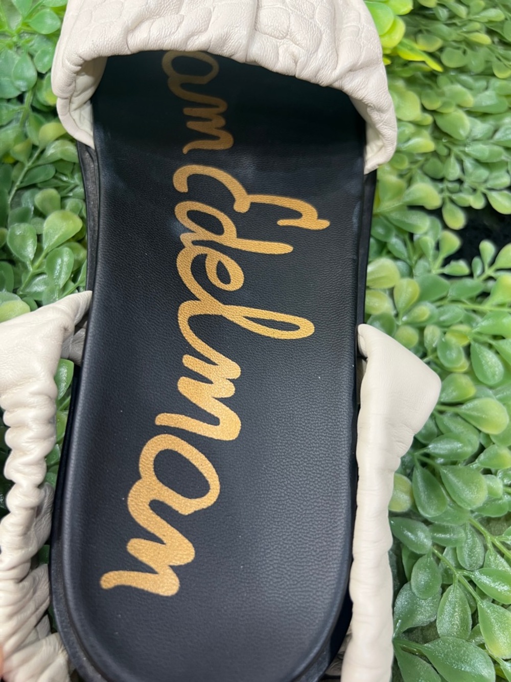 Sam Edelman Cream Ruched Slide Sandals - Picture 6 of 9